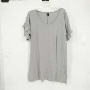 CITY TREETS RUFFLE SLEEVED GRAY TUNIC LENGTH TSHIRT XXL